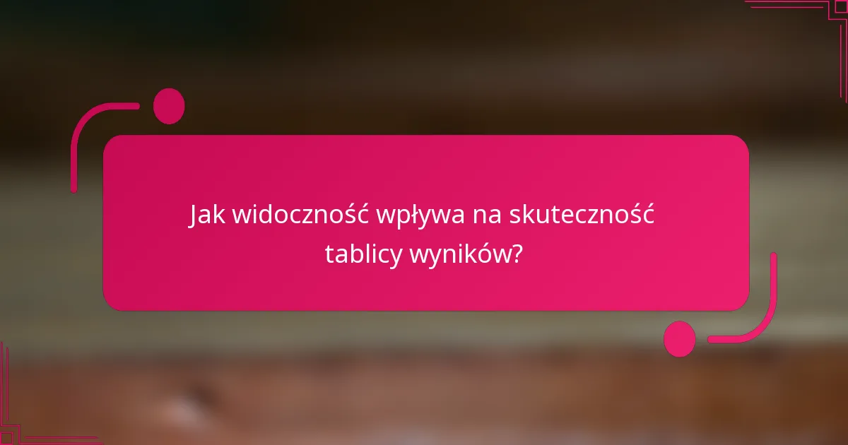 Jak widoczność wpływa na skuteczność tablicy wyników?