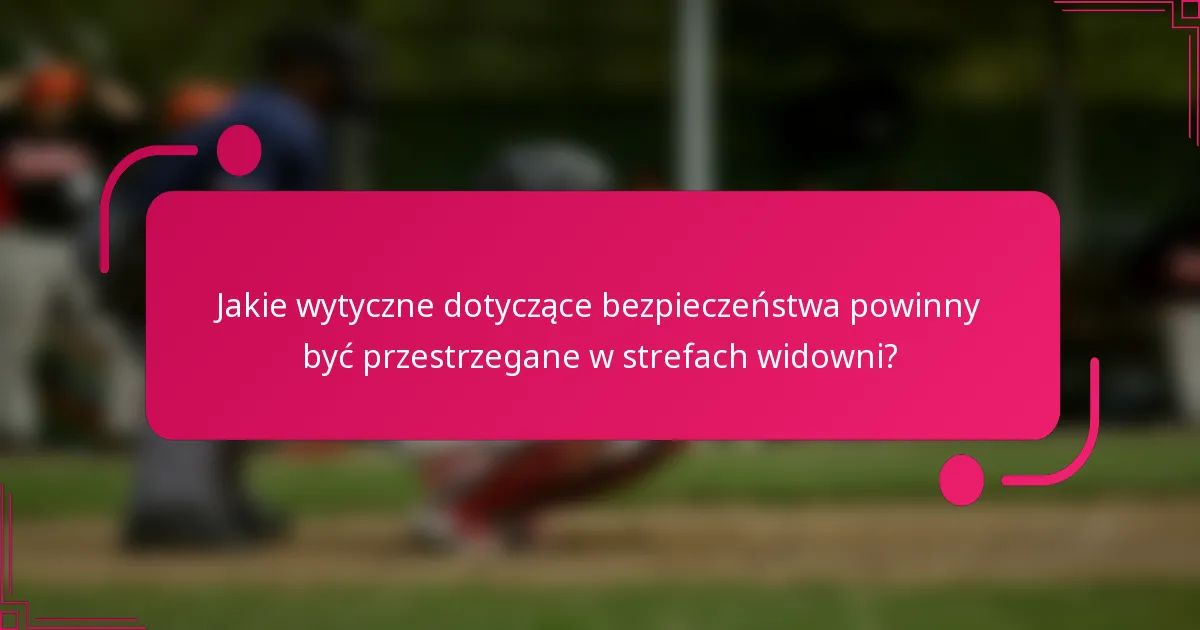 Jakie wytyczne dotyczące bezpieczeństwa powinny być przestrzegane w strefach widowni?